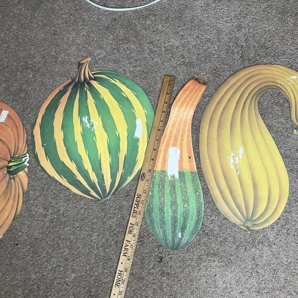 1985 Beistle Die Cut Decoration Lot Of 5 Autumn Fall Gourd Squash Pumpkin USA